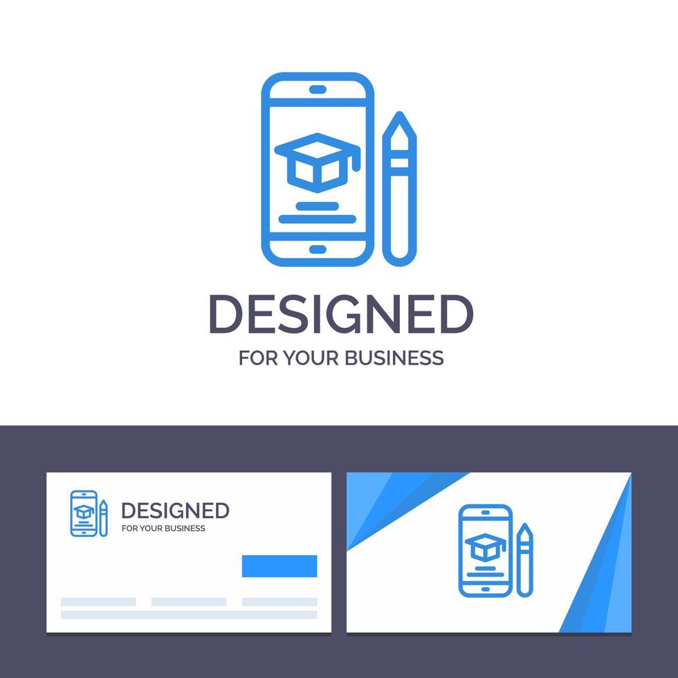 creatief bedrijf kaart en logo sjabloon pet onderwijs diploma uitreiking mobiel potlood vector illustratie