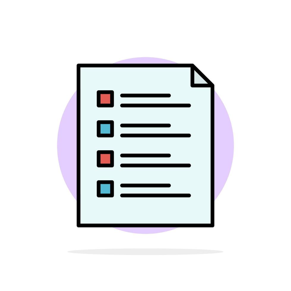checklist controleren het dossier lijst bladzijde taak testen abstract cirkel achtergrond vlak kleur icoon vector