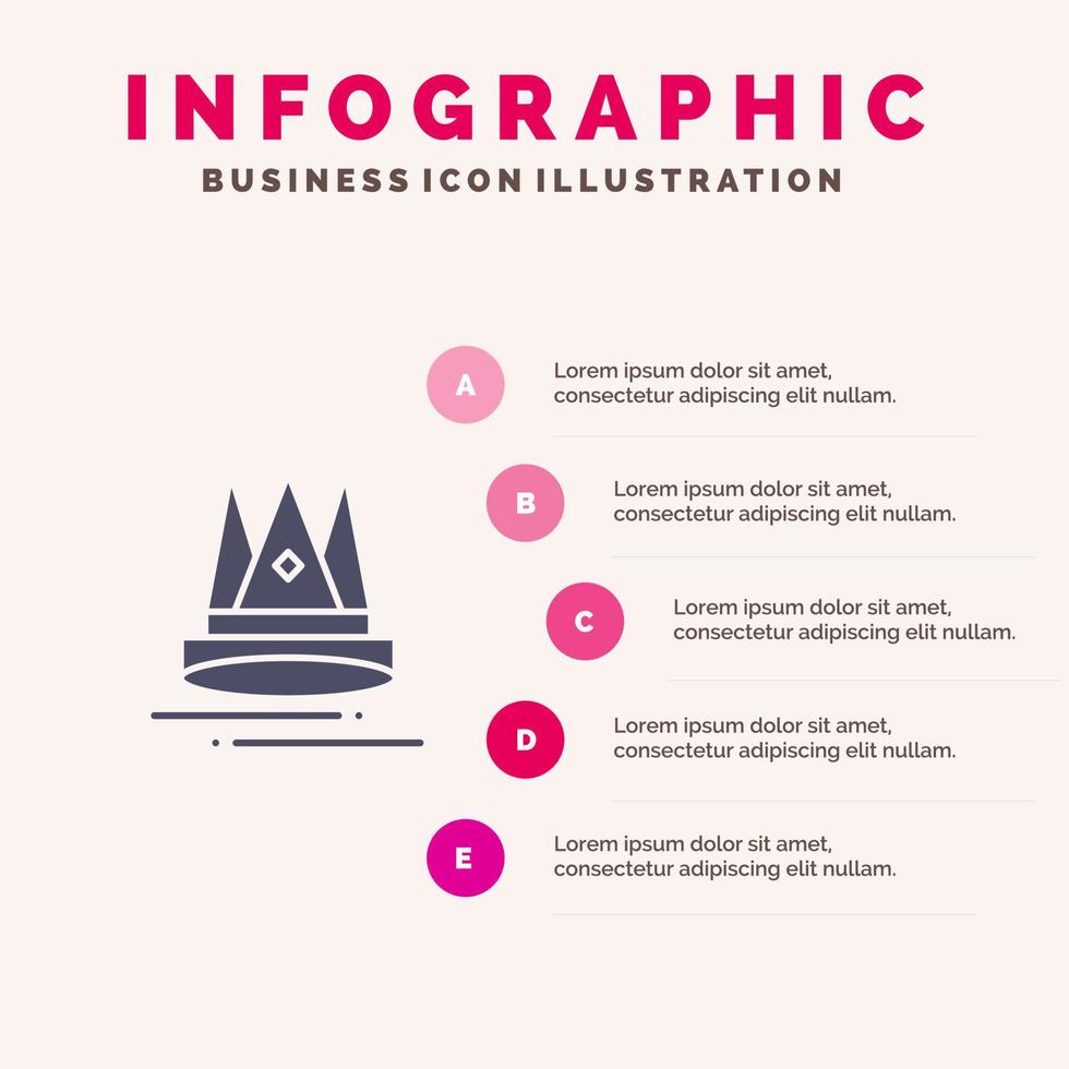 premie inhoud onderwijs afzet solide icoon infographics 5 stappen presentatie achtergrond vector