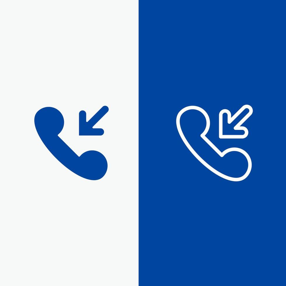antwoord telefoontje inkomend lijn en glyph solide icoon blauw banier lijn en glyph solide icoon blauw banier vector