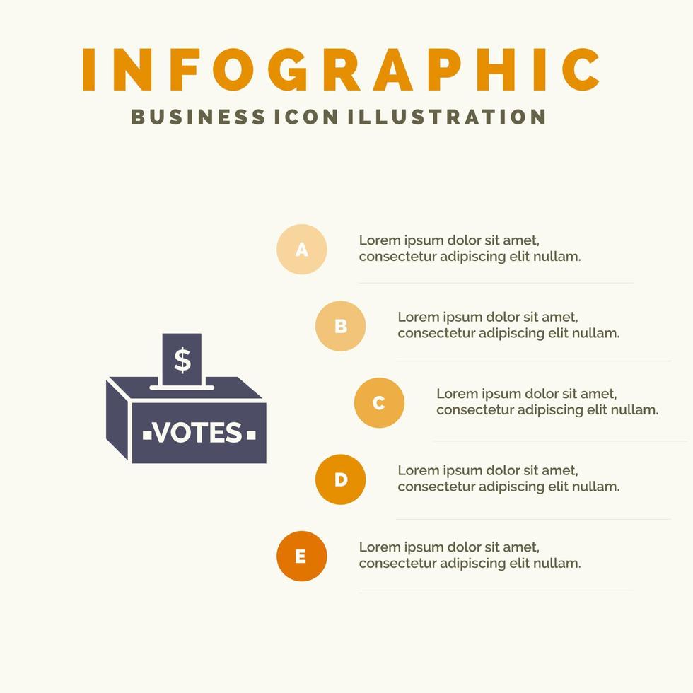 steekpenning corruptie verkiezing invloed geld solide icoon infographics 5 stappen presentatie achtergrond vector