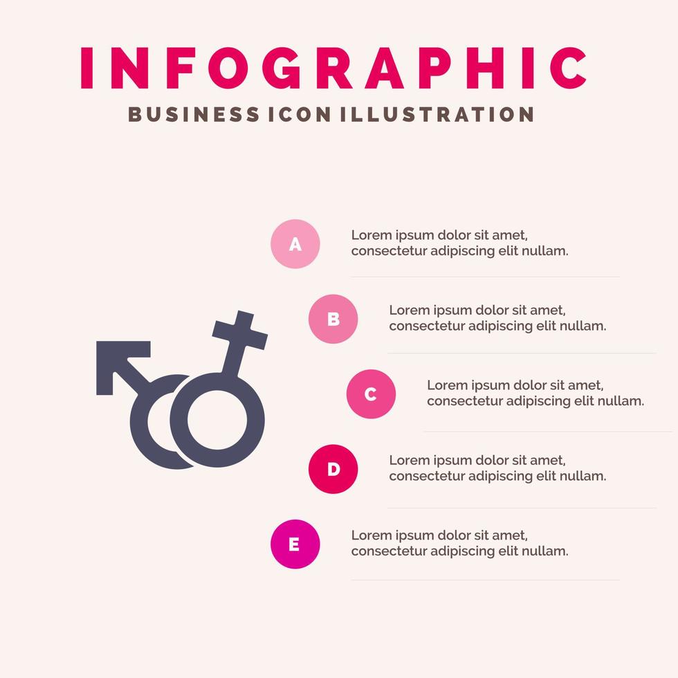 geslacht symbool mannetje vrouw infographics presentatie sjabloon 5 stappen presentatie vector