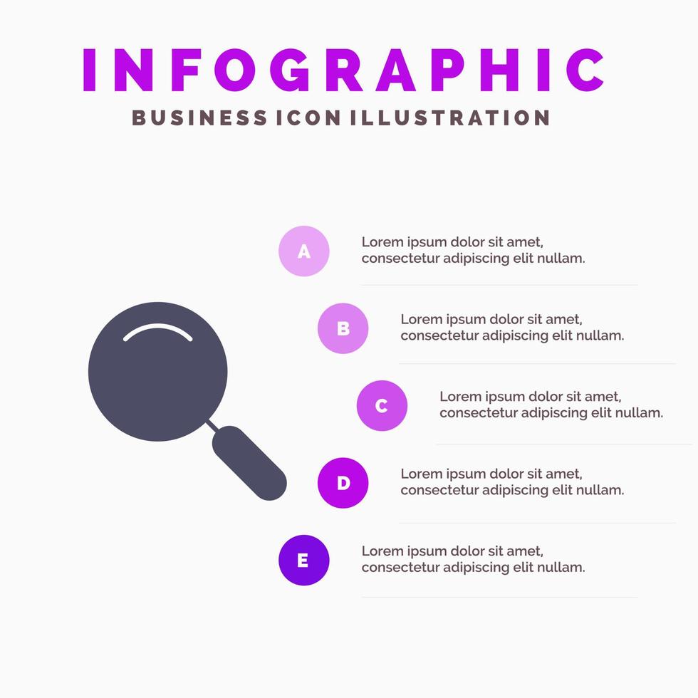 algemeen vergrootglas vergroten zoeken solide icoon infographics 5 stappen presentatie achtergrond vector