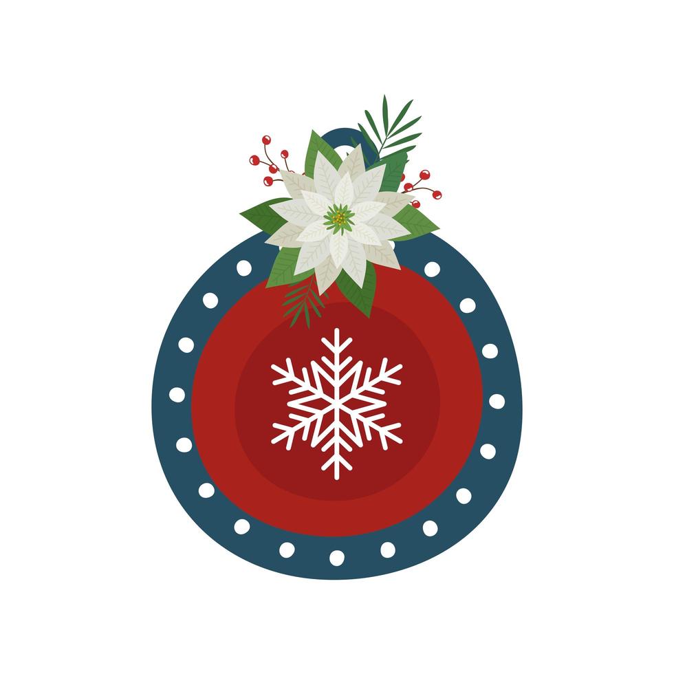 bal kerst met bloem geïsoleerde pictogram vector