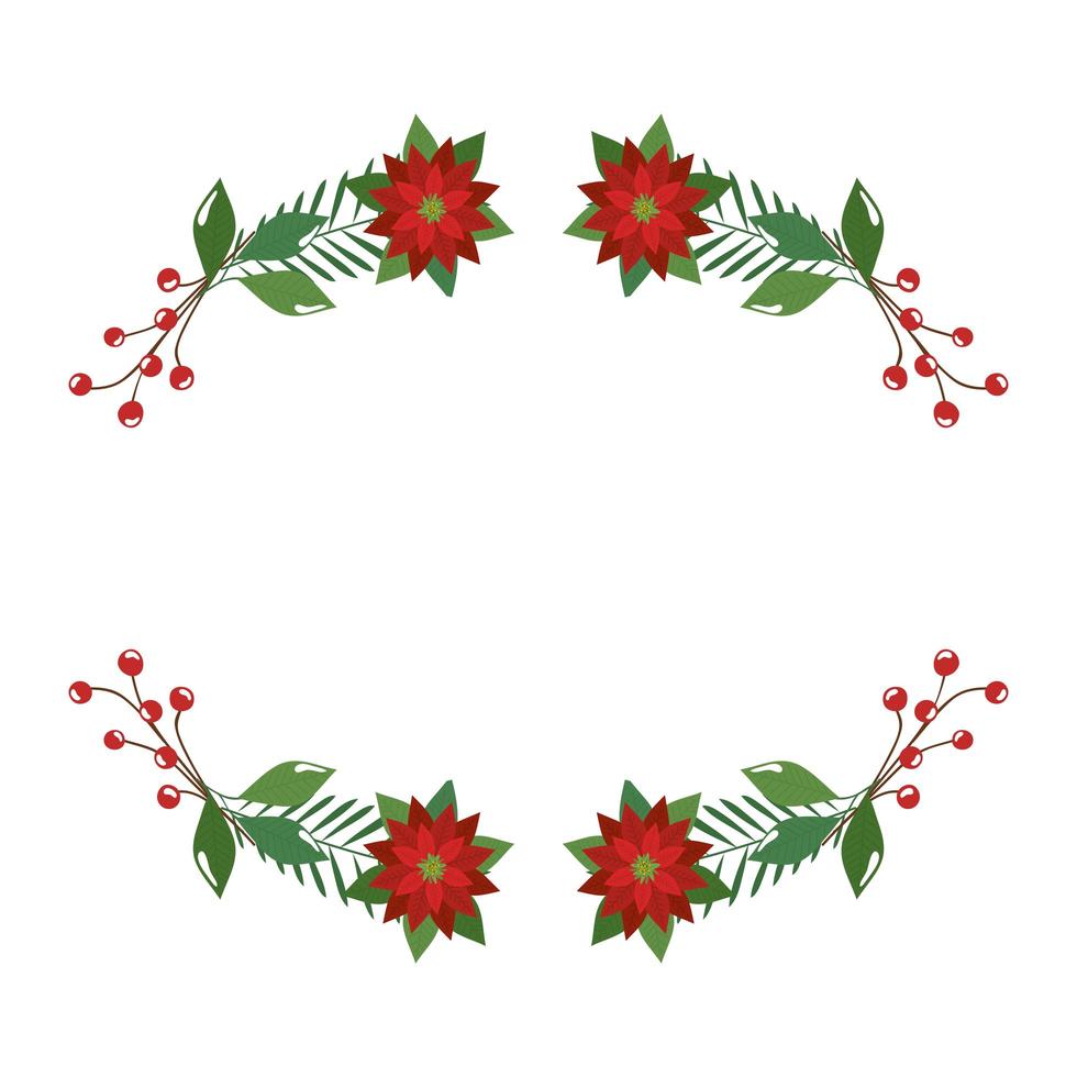 bloemen kerst decoratief met takken en bladeren vector