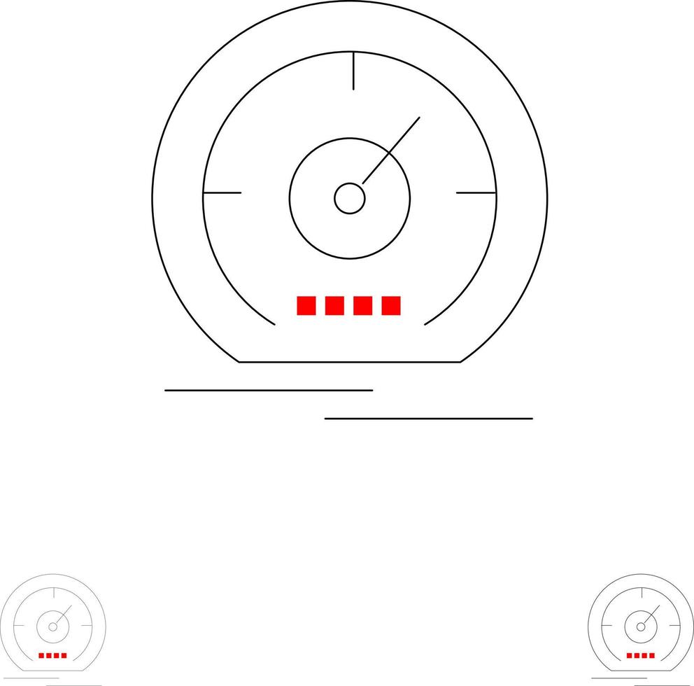 peilen dashboard meter snelheid snelheidsmeter stoutmoedig en dun zwart lijn icoon reeks vector