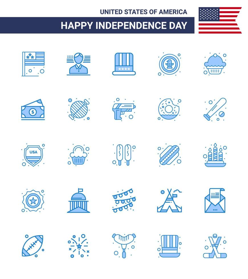 25 creatief Verenigde Staten van Amerika pictogrammen modern onafhankelijkheid tekens en 4e juli symbolen van toetje insigne pet adelaar vogel bewerkbare Verenigde Staten van Amerika dag vector ontwerp elementen