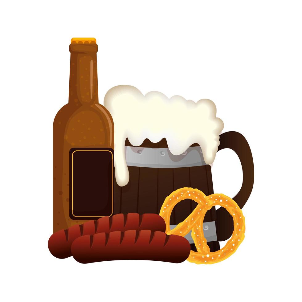 oktoberfest bier en worst vector ontwerp