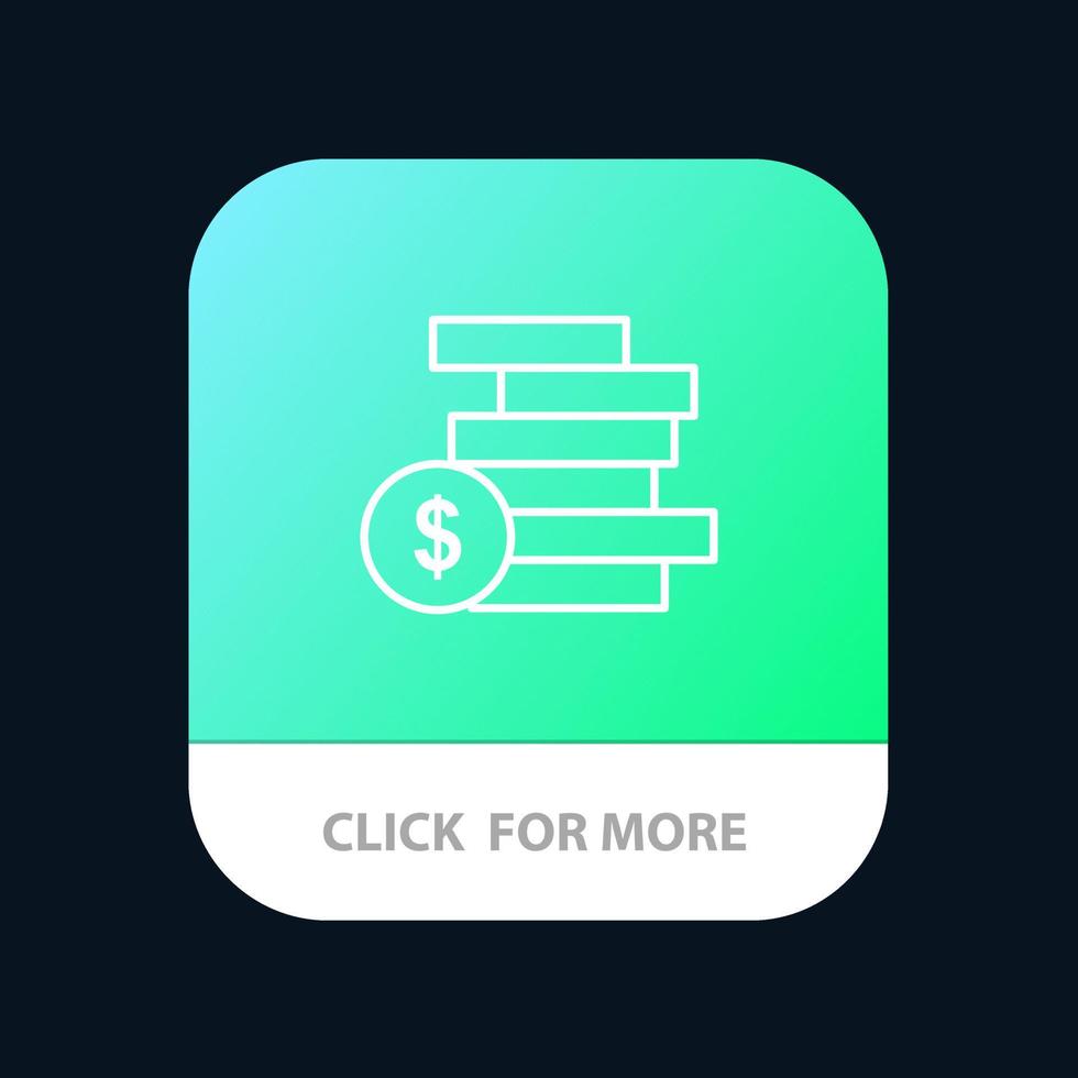 munten geld contant geld goud geld mobiel app knop android en iOS lijn versie vector