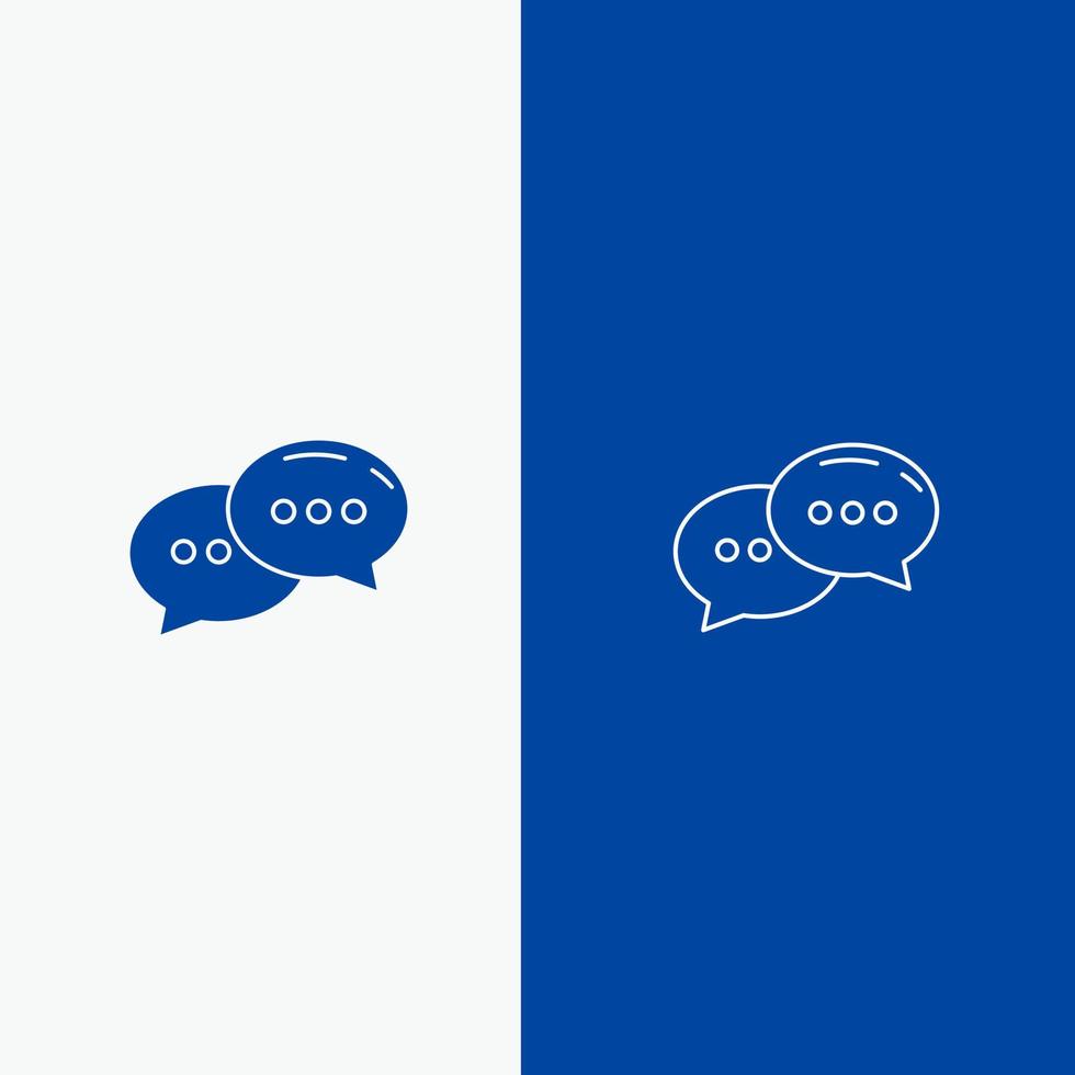 babbelen chatten gesprek dialoog lijn en glyph solide icoon blauw banier lijn en glyph solide icoon blauw banier vector