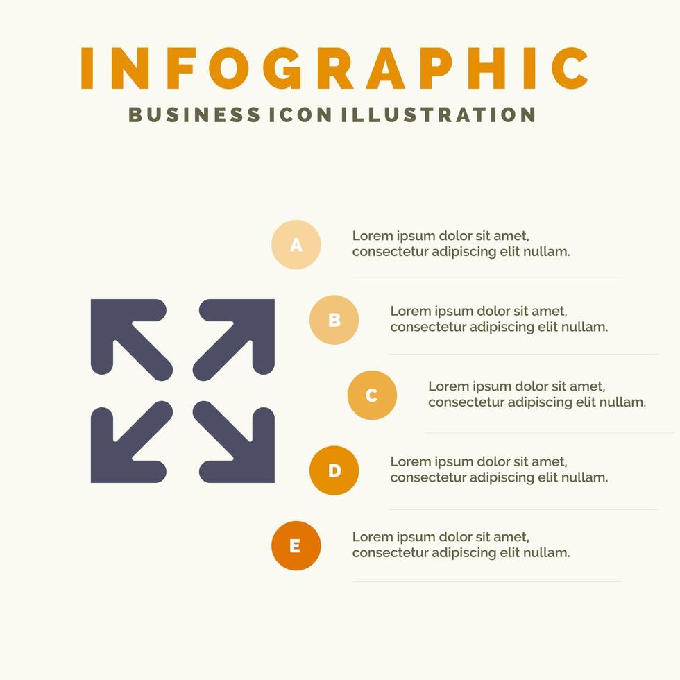 pijl richting Actie solide icoon infographics 5 stappen presentatie achtergrond vector