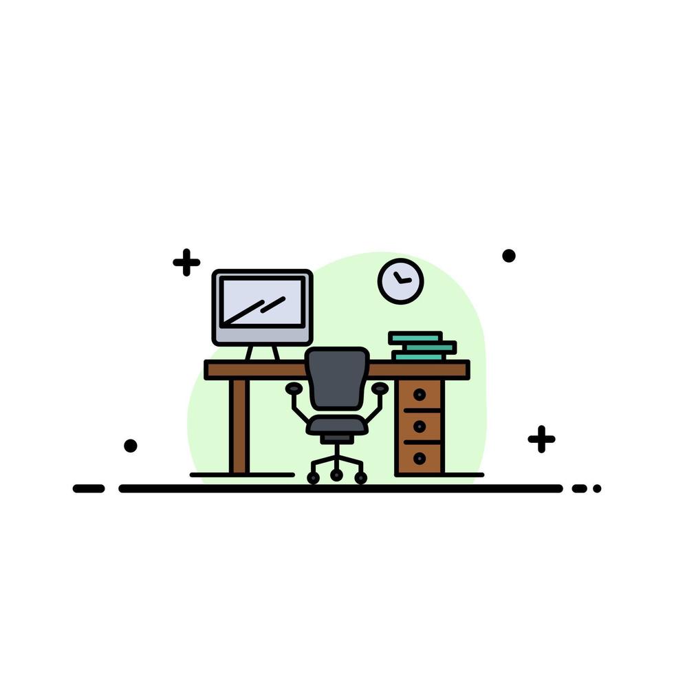 kantoor ruimte stoel kantoor tafel kamer bedrijf vlak lijn gevulde icoon vector banier sjabloon