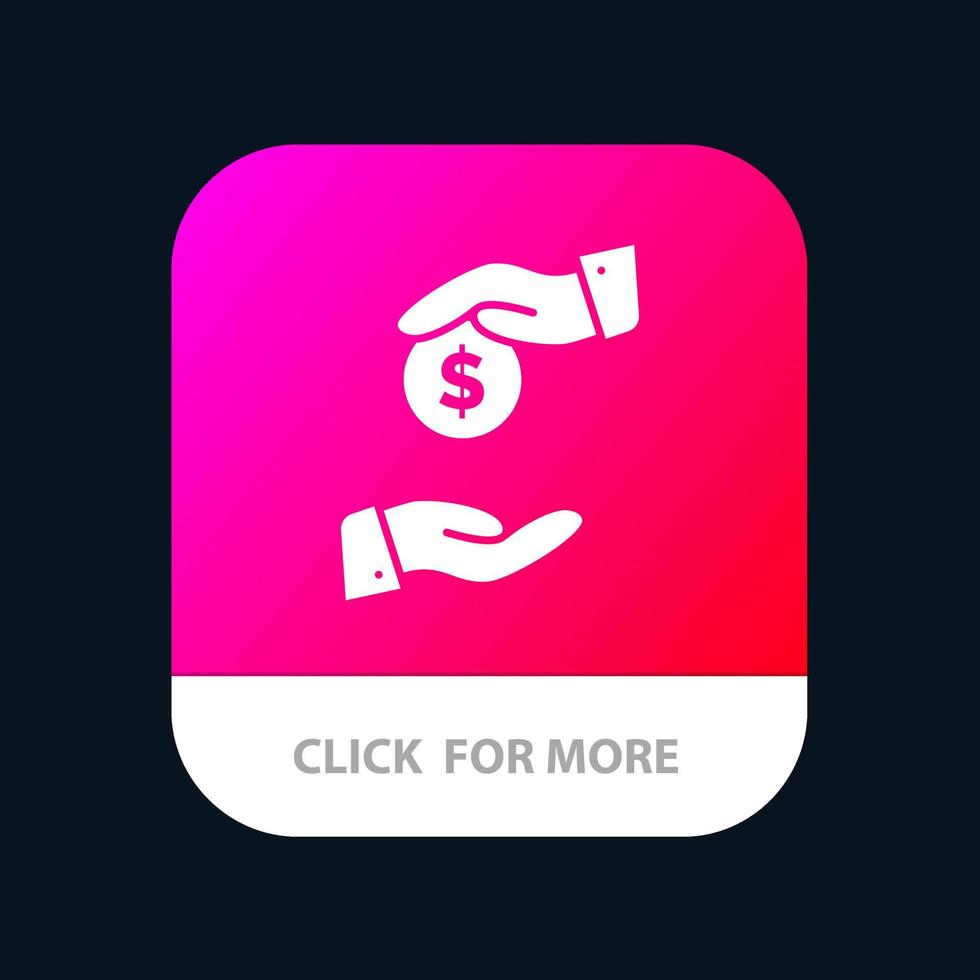 steekpenning omkoping bureaucratie corrupt mobiel app knop android en iOS glyph versie vector