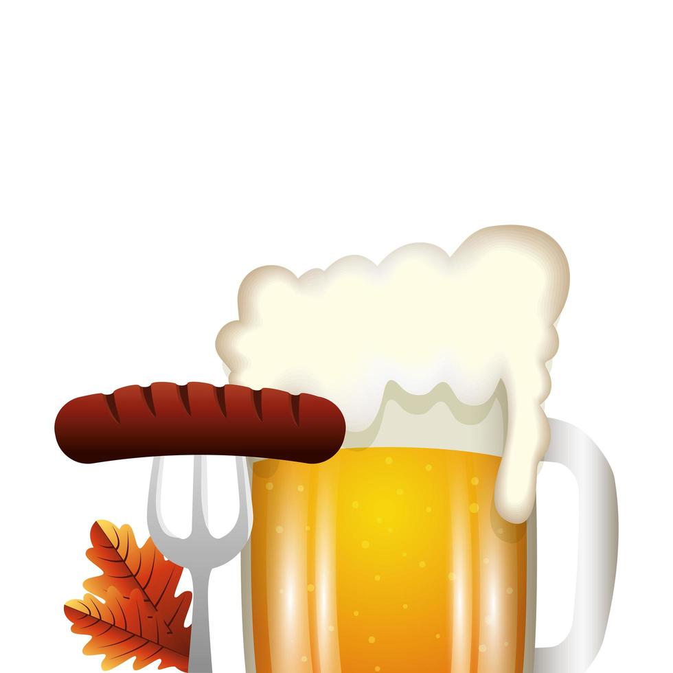 oktoberfest bier en worst vector ontwerp