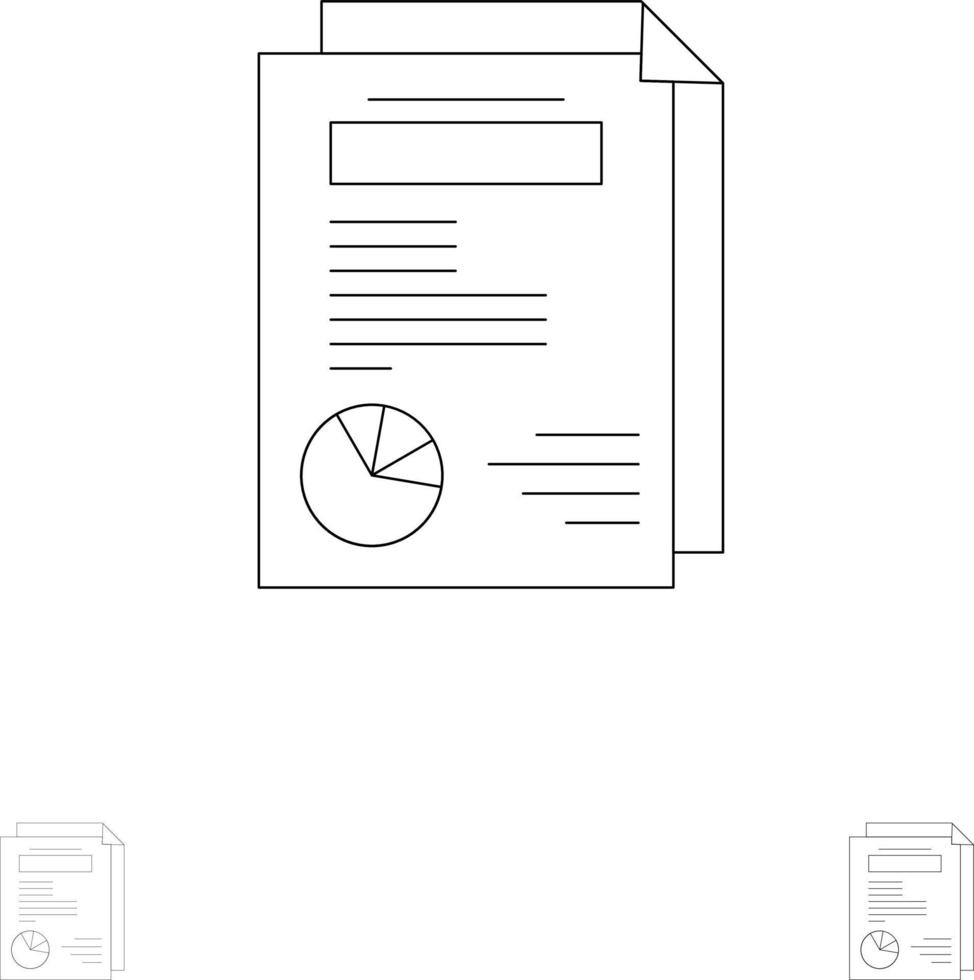bladzijde lay-out verslag doen van presentatie stoutmoedig en dun zwart lijn icoon reeks vector