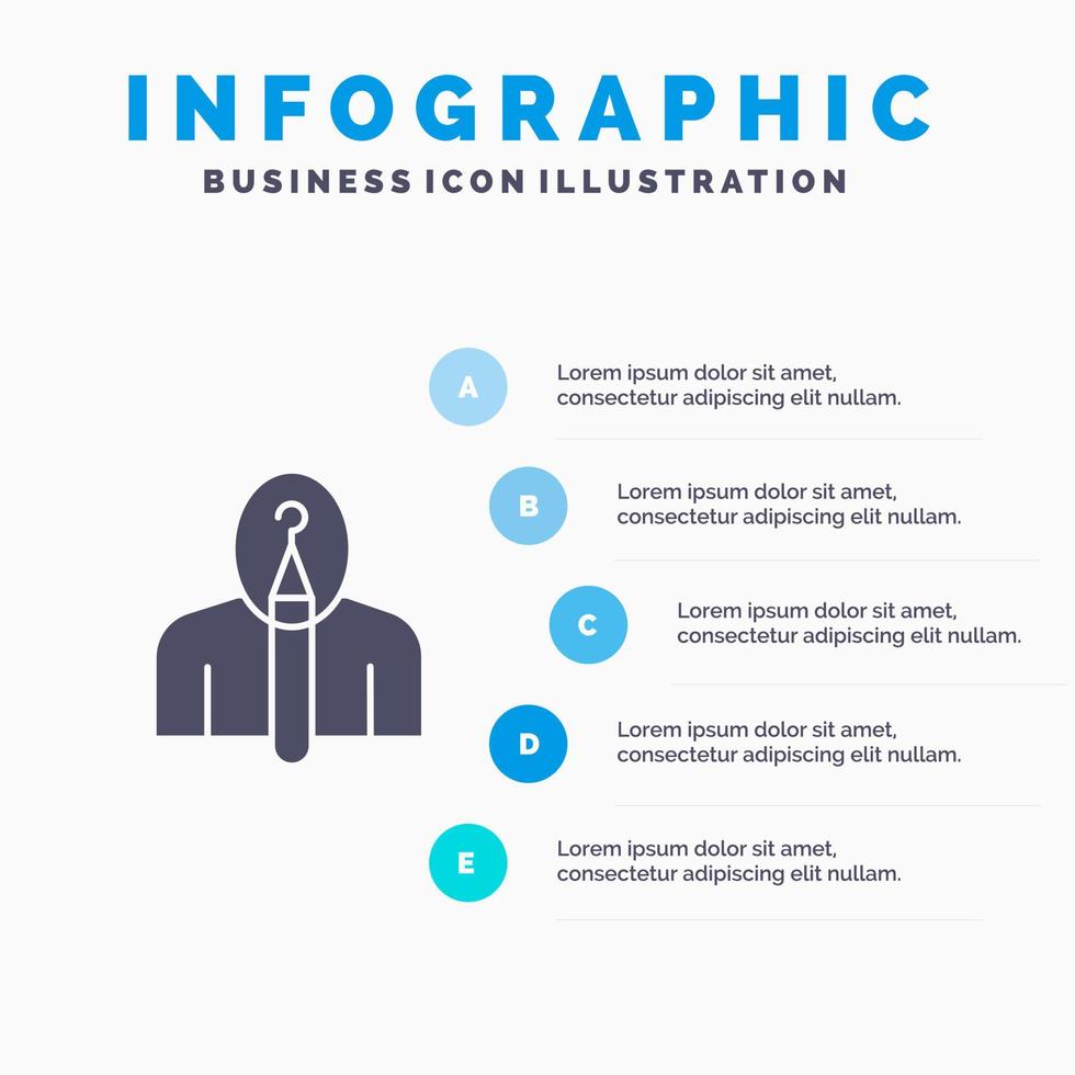 anoniem artiest auteur auteurschap creatief solide icoon infographics 5 stappen presentatie achtergrond vector
