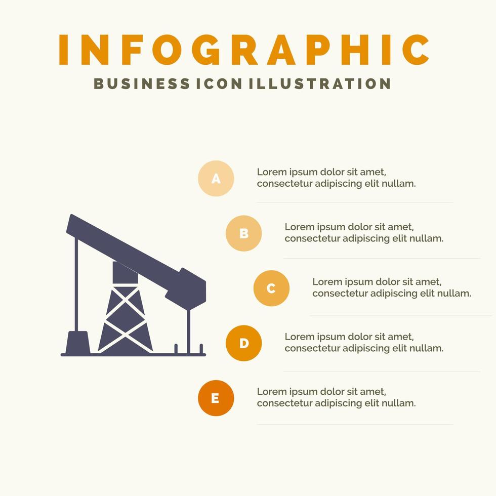 bouw industrie olie gas- solide icoon infographics 5 stappen presentatie achtergrond vector