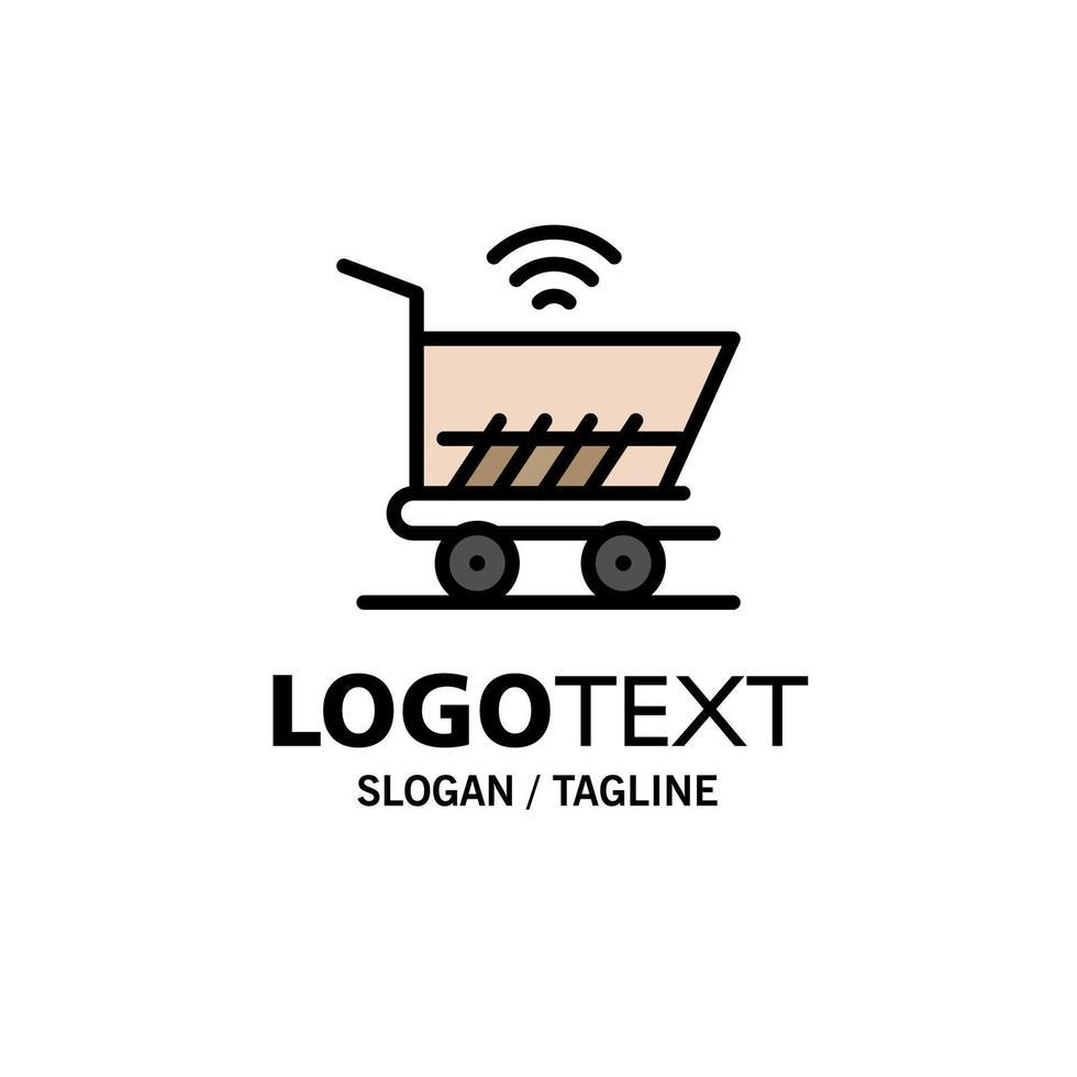 trolley kar Wifi boodschappen doen bedrijf logo sjabloon vlak kleur vector