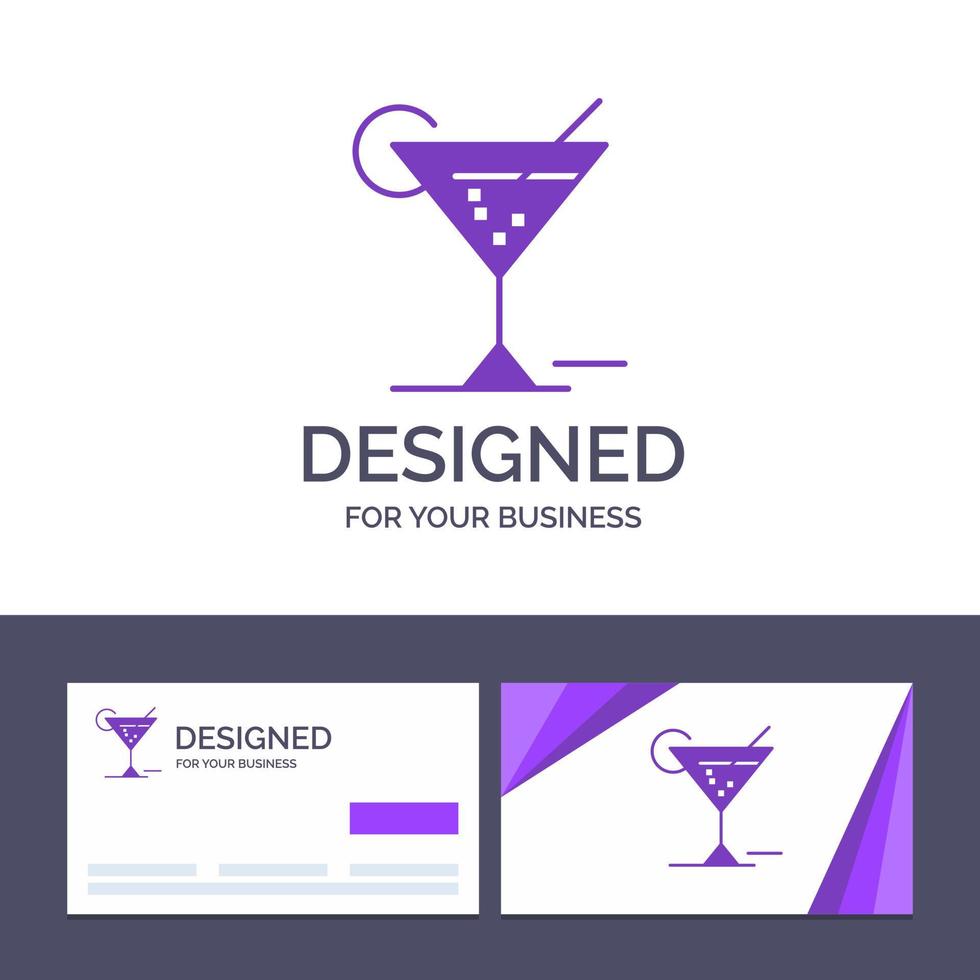 creatief bedrijf kaart en logo sjabloon glas bril drinken hotel vector illustratie