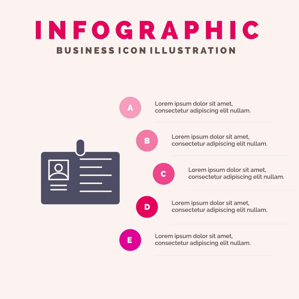 kaart bedrijf zakelijke ID kaart ID kaart kaart identiteit voorbij gaan aan solide icoon infographics 5 stappen presentatie achtergrond vector