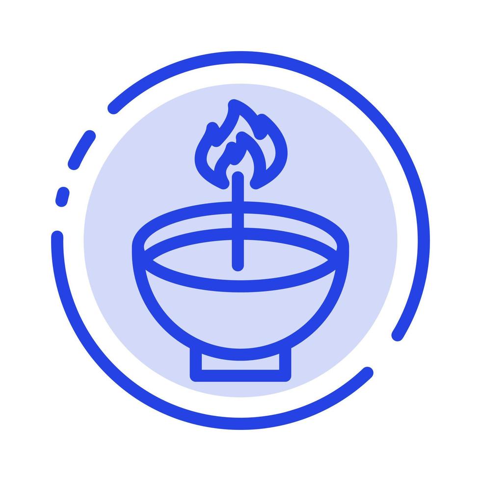 vieren deepam deepavali diwali festival lamp licht blauw stippel lijn lijn icoon vector