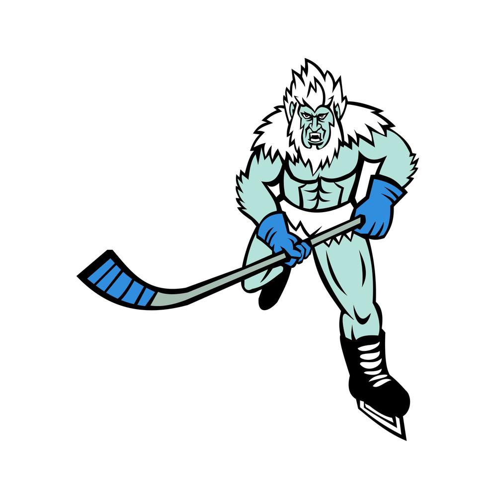 verschrikkelijke sneeuwpop ijshockeyspeler mascotte vector