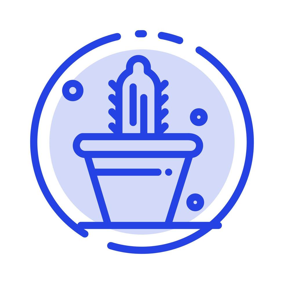 cactus natuur pot voorjaar blauw stippel lijn lijn icoon vector
