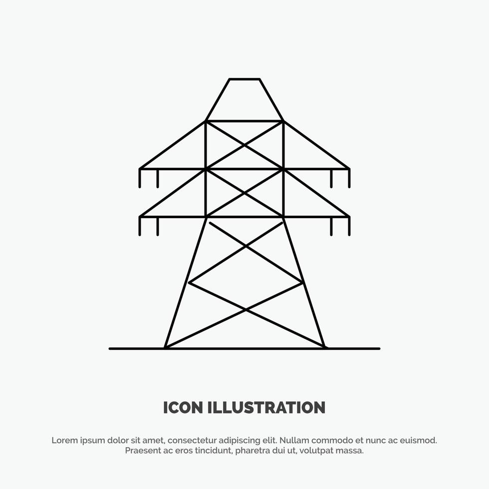 elektrisch energie transmissie transmissie toren lijn icoon vector