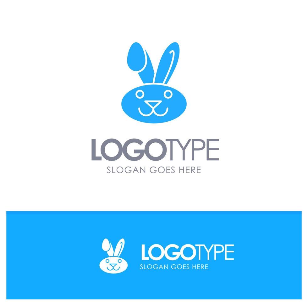 konijn Pasen konijn blauw solide logo met plaats voor slogan vector