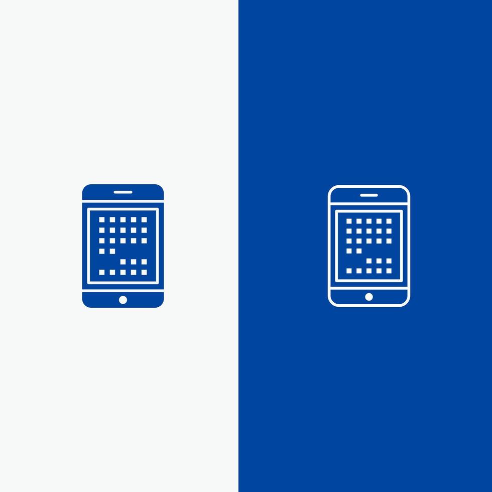 telefoon computer apparaat digitaal ipad mobiel lijn en glyph solide icoon blauw banier lijn en glyph solide icoon blauw banier vector