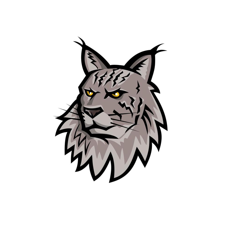 maine coon kat hoofd mascotte vector