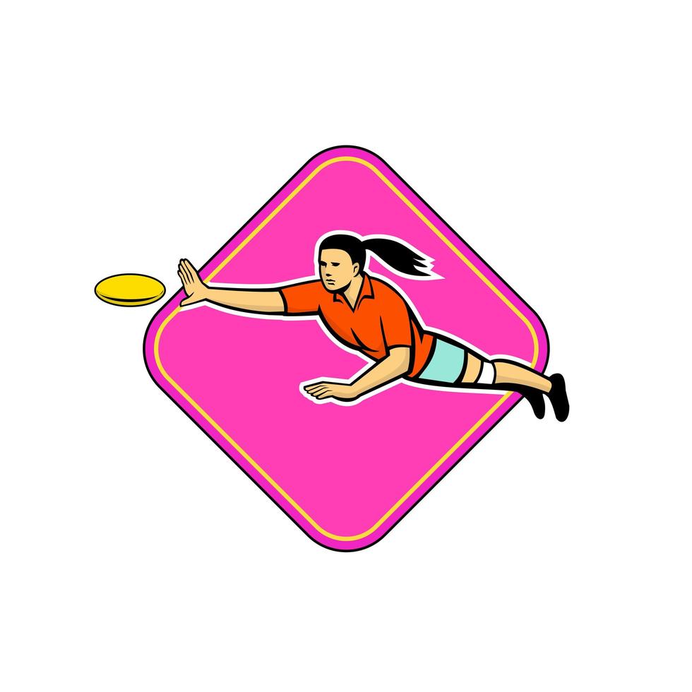 ultieme frisbee-speler die schijfmascotte vangt vector