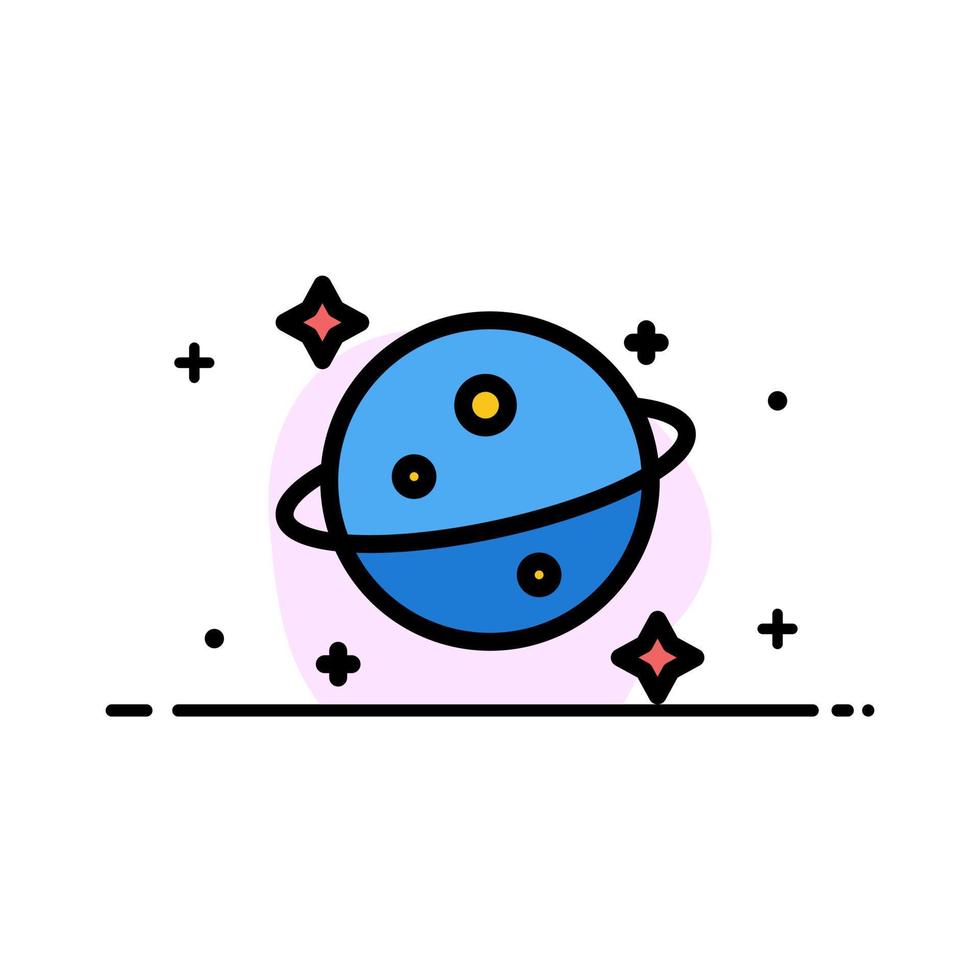 planeet Saturnus ruimte bedrijf vlak lijn gevulde icoon vector banier sjabloon
