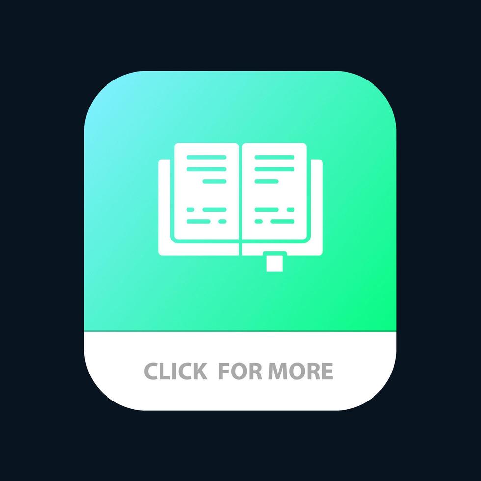 boek onderwijs kennis mobiel app knop android en iOS glyph versie vector