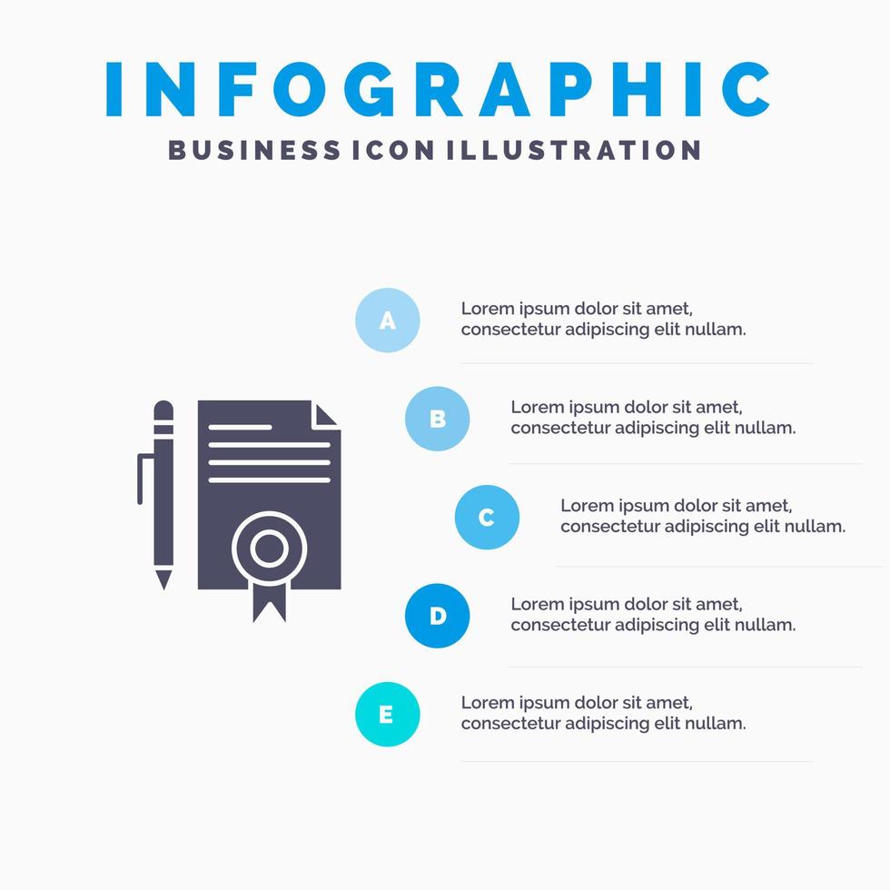 wettelijk wettelijk documenten document documenten bladzijde solide icoon infographics 5 stappen presentatie achtergrond vector