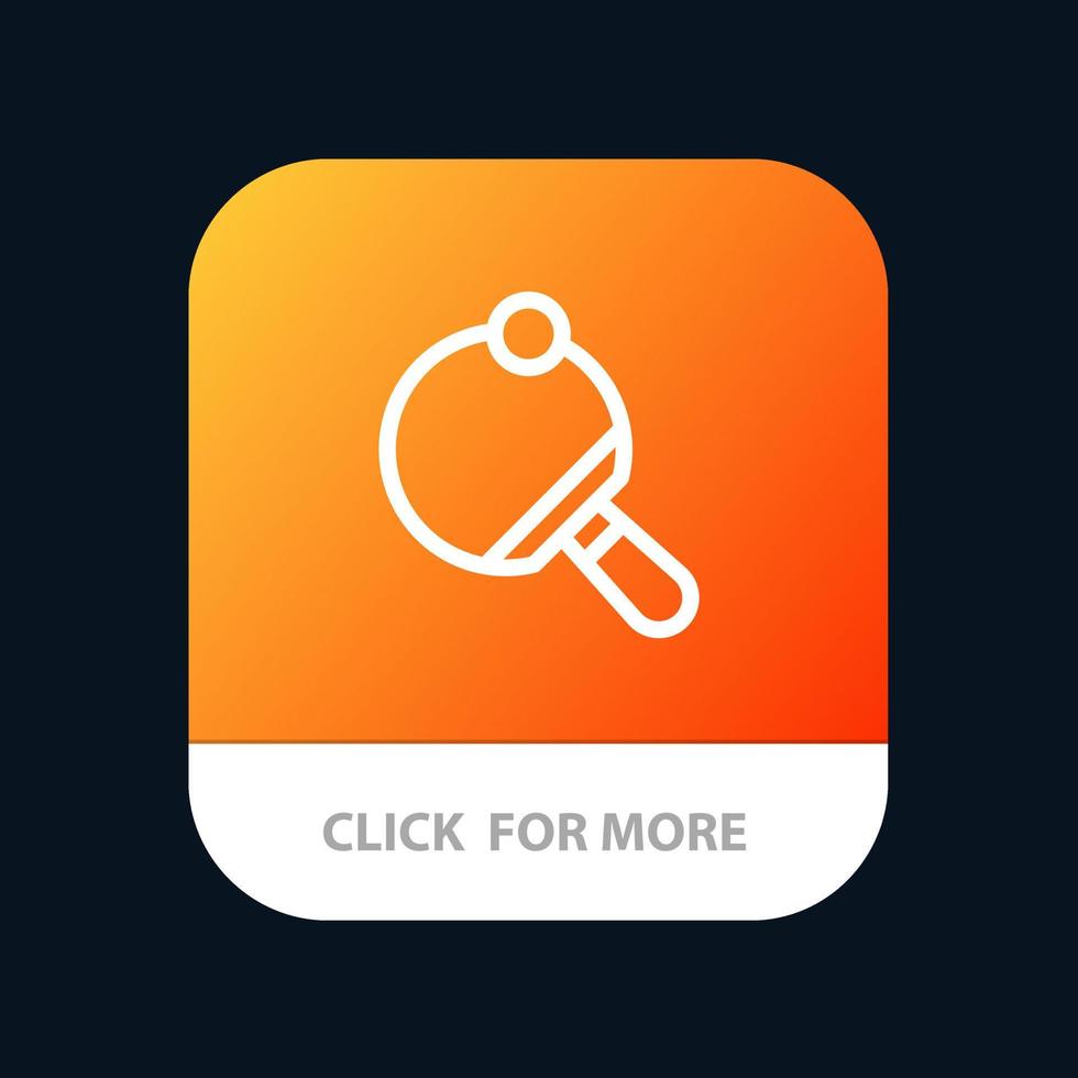 pong racket tafel tennis mobiel app knop android en iOS lijn versie vector