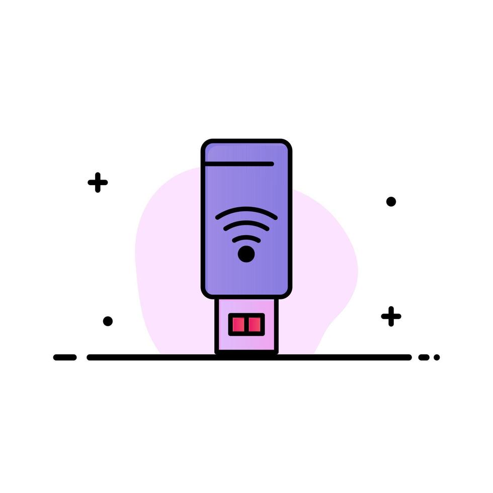 USB Wifi onderhoud signaal bedrijf vlak lijn gevulde icoon vector banier sjabloon
