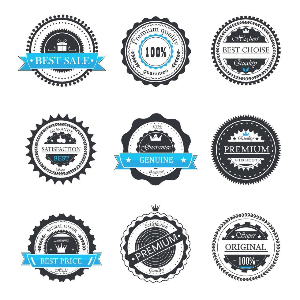 premie kwaliteit, garantie badges vector