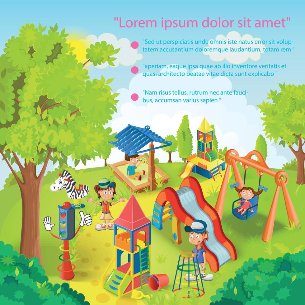 kinderen spelen in de park vector illustratie