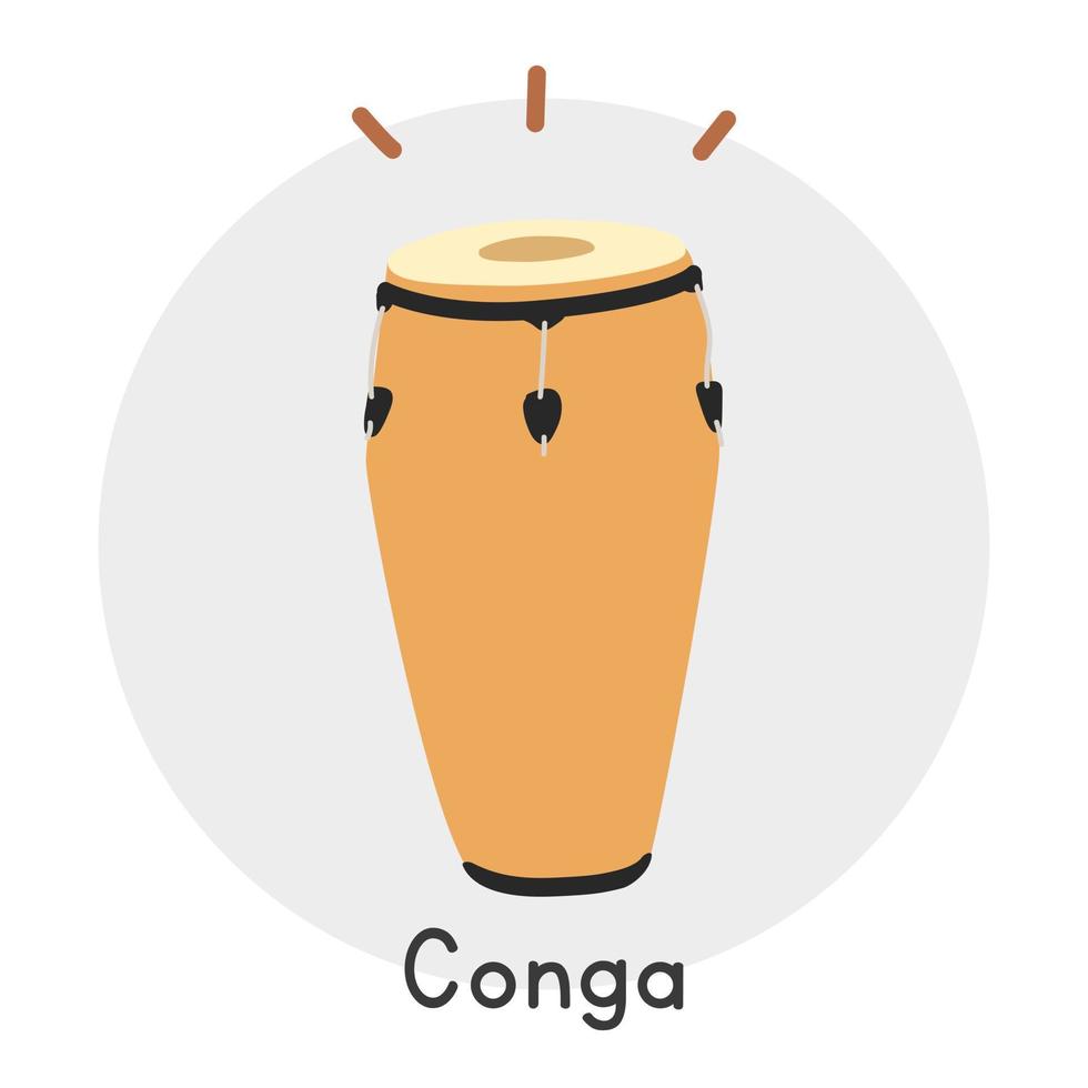 conga clip art tekenfilm stijl. gemakkelijk schattig bruin houten conga Cubaans percussie musical instrument vlak vector illustratie. percussie instrument conga hand- getrokken tekening stijl. conga vector ontwerp