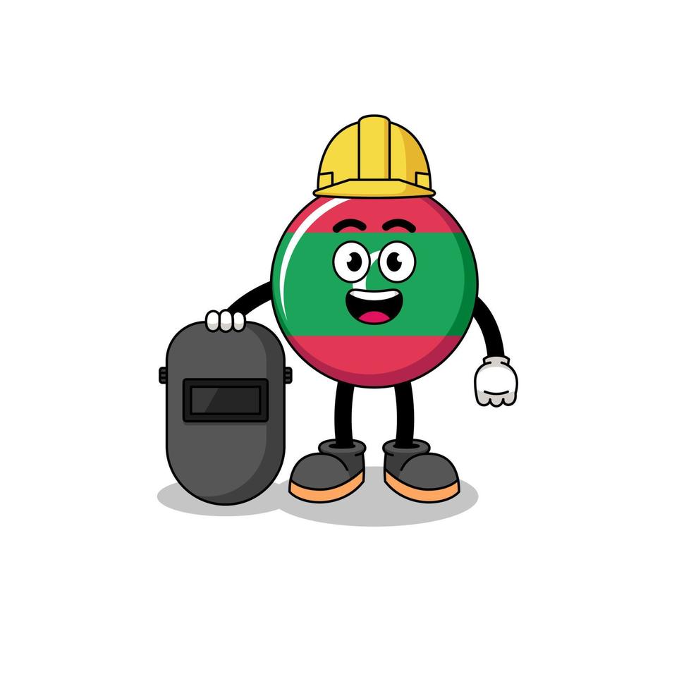 mascotte van Maldiven vlag net zo een lasser vector