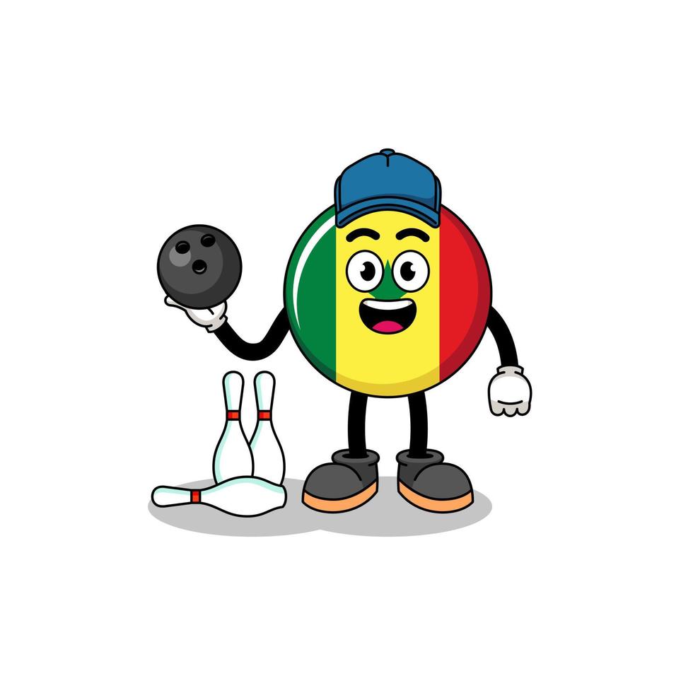 mascotte van Senegal vlag net zo een bowling speler vector