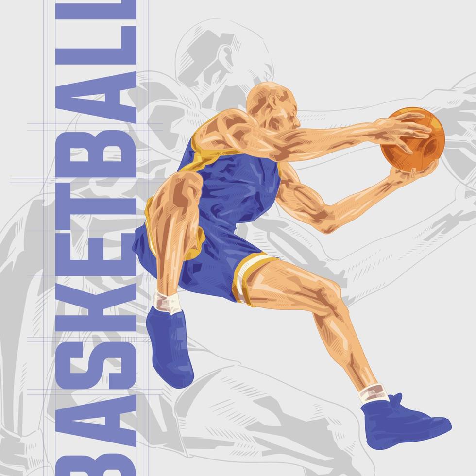 basketbal speler illustratie karakter in abstract stijl vector