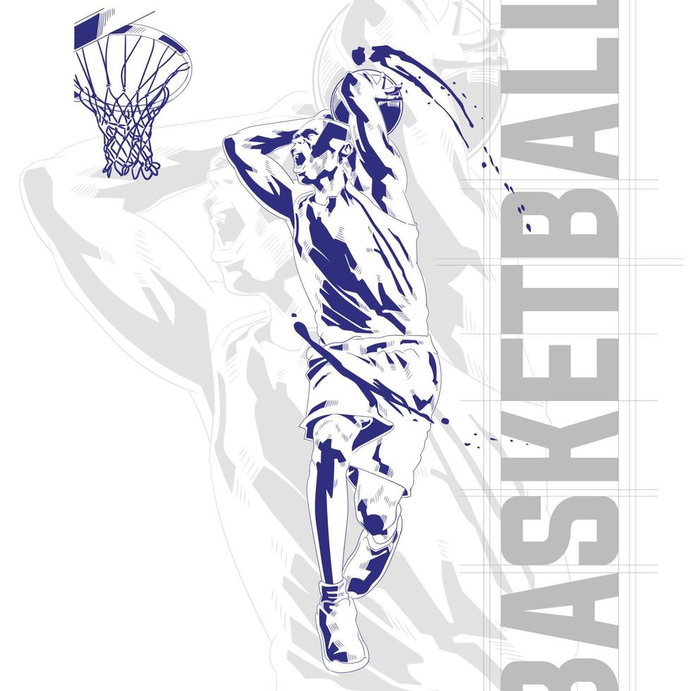 basketbal speler in actie komische stijl illustratie vector