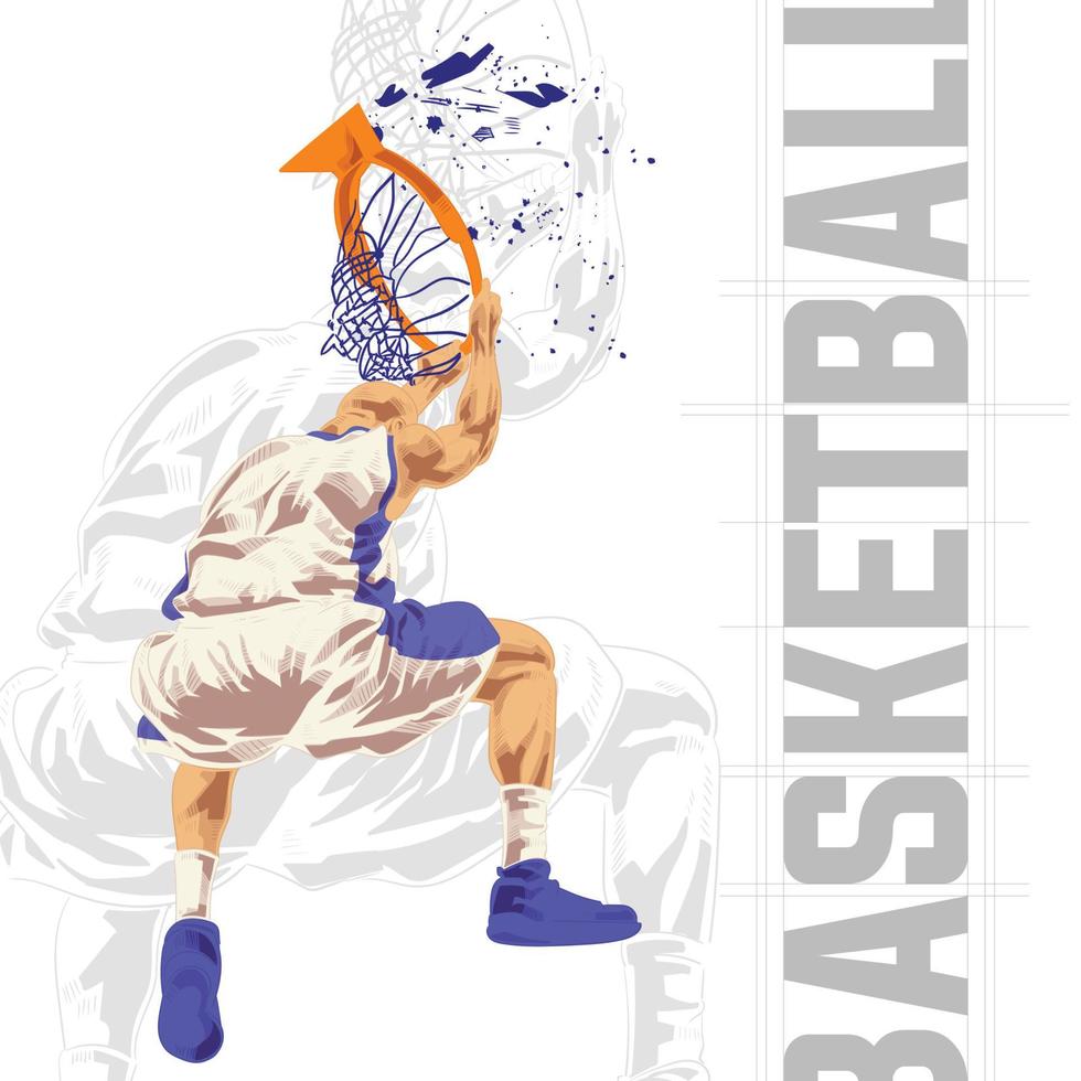 basketbal speler illustratie karakter in abstract stijl vector