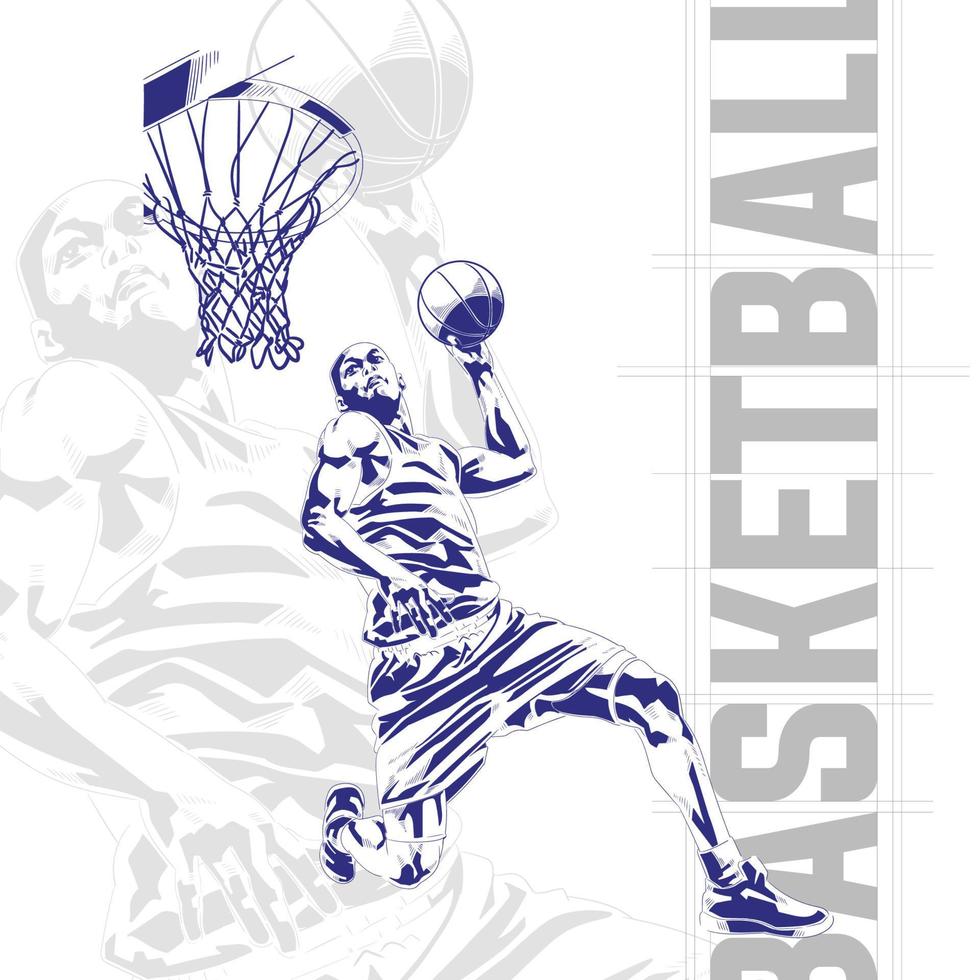 basketbal speler in actie komische stijl illustratie vector