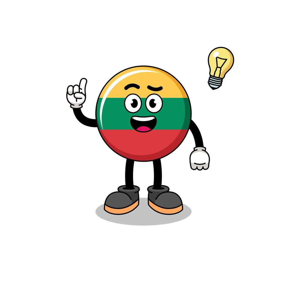 Litouwen vlag tekenfilm met krijgen een idee houding vector