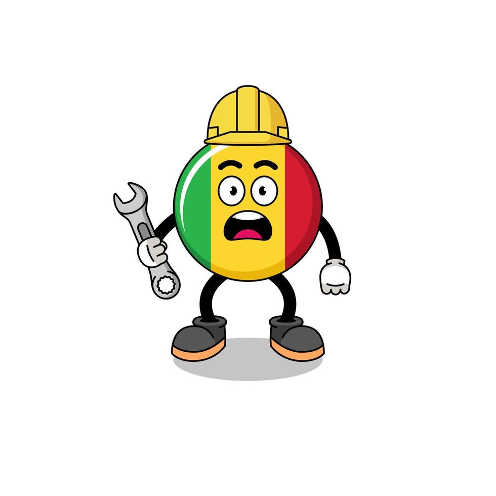 karakter illustratie van Mali vlag met 404 fout vector