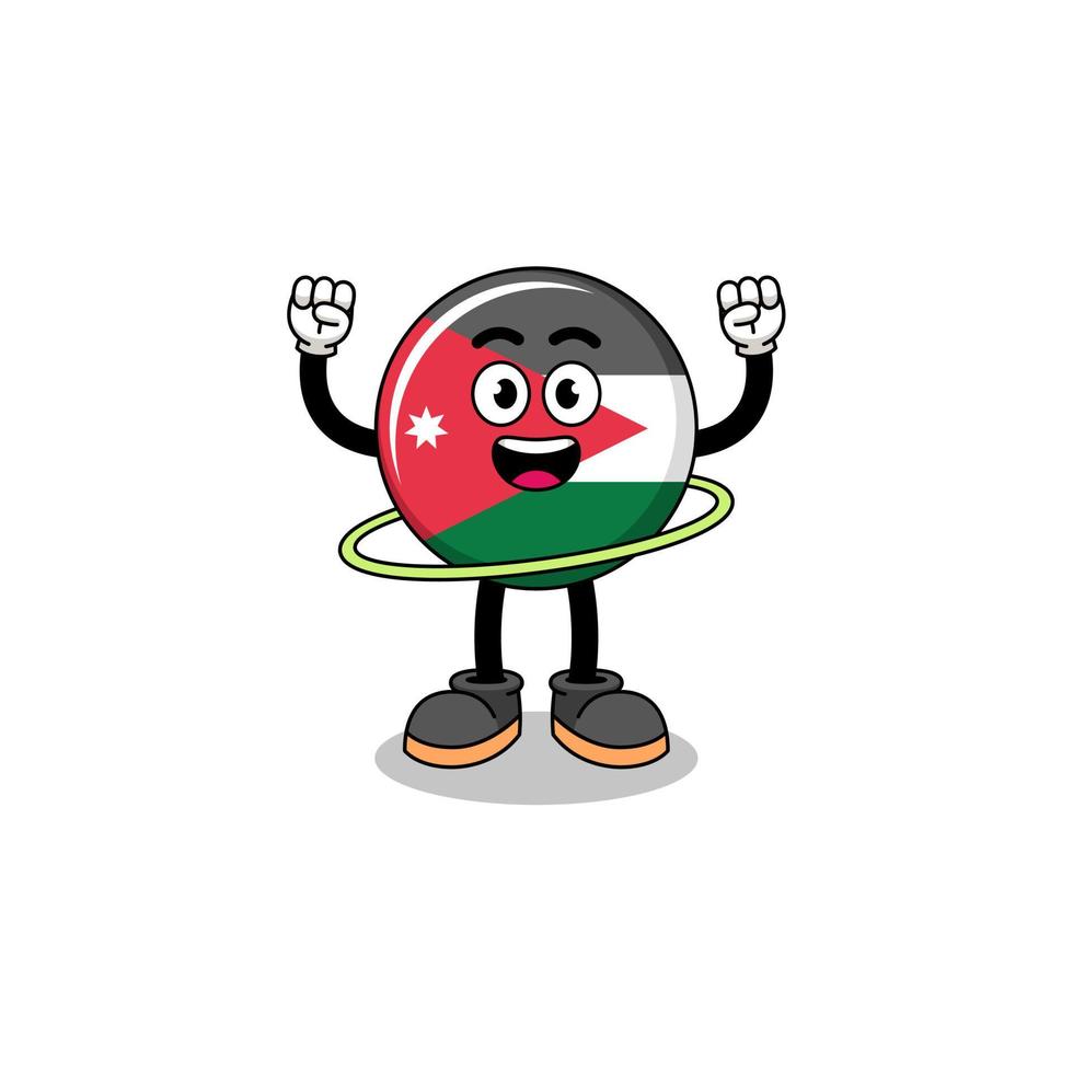 karakter illustratie van Jordanië vlag spelen hula hoepel vector