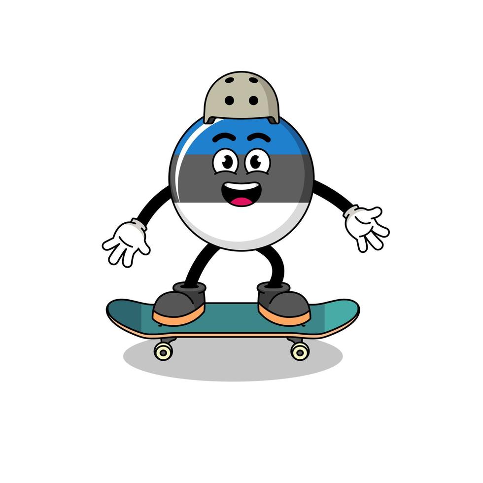 Estland vlag mascotte spelen een skateboard vector